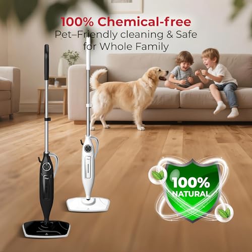 Image of Rosewill 11-in-1 Steam Mop, 260F Handheld Steam Cleaner, 1200W Detachable Steam Mops for Floor Cleaning, Removable Tank, Multi-Purpose Steamer for Hardwood, Tile, Grout, Furniture - White