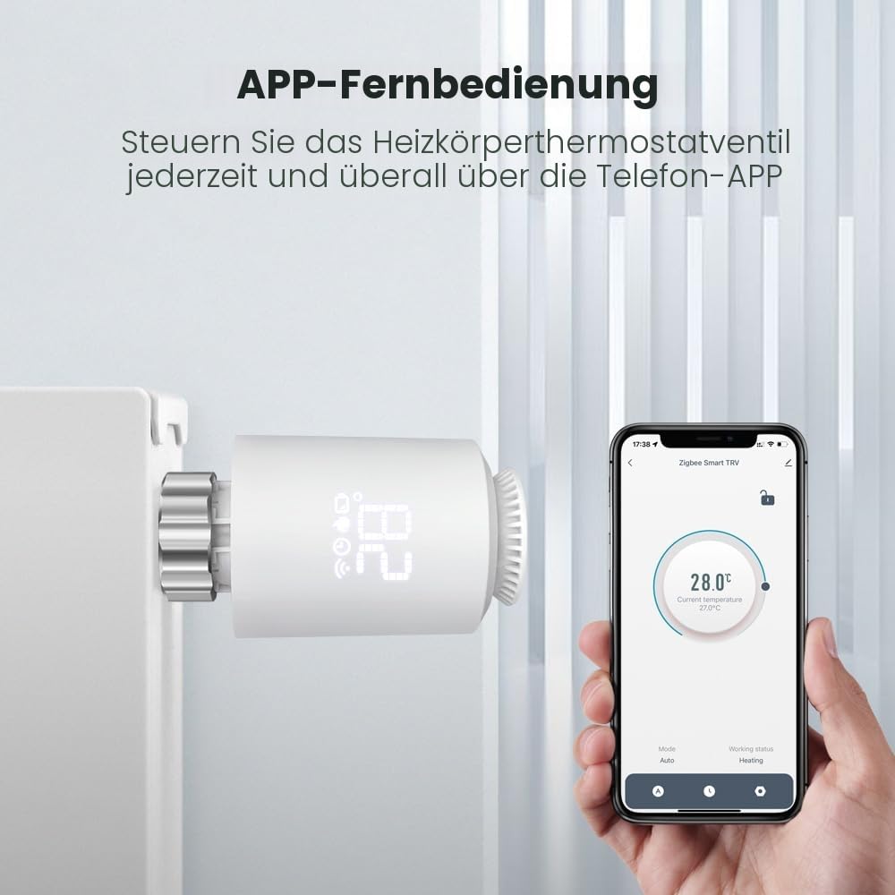 1/2/3pcs ZigBee Smart Heizkörperventil, Smart TRV, Thermostat Heizkörperventil, Smart Heizkörperthermostat, unterstützt APP-Fernbedienung & Freisprech-Sprachsteuerung, multifunktional (3)
