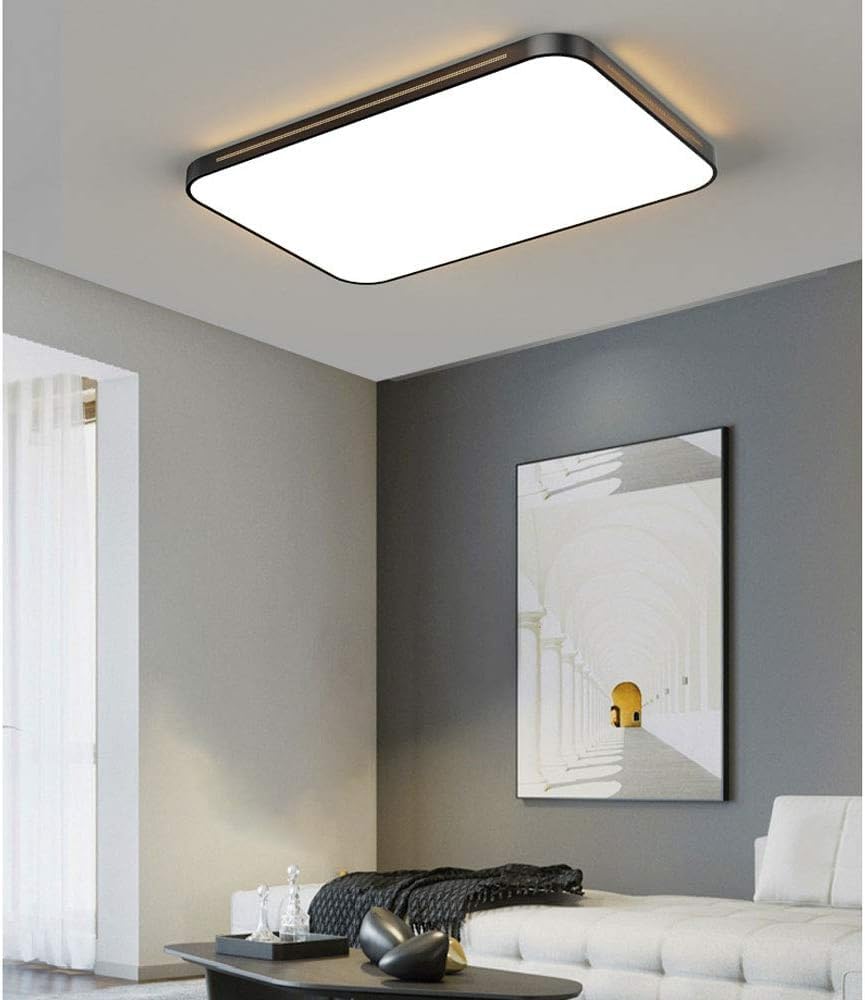 Lampadario Moderno a LED, plafoniera Rettangolare Nera a Incasso, 3 Temperature di Colore dimmerabili, ghiera Laterale da 23,6 Pollici, Adatto per Soggiorno, Camera da Letto, cucin