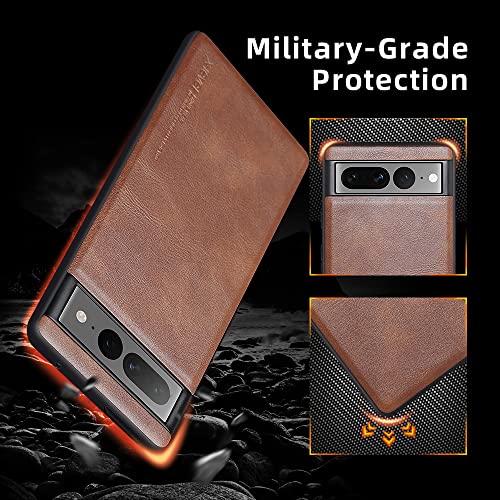 Image of X-level Google Pixel 7 Pro Case 5G Ultra-Thin Slim Premium PU Leather Elegant Soft TPU Bumper Shockproof Protective Cases Phone Cover for Google Pixel 7 Pro 2022(Brown)