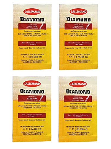 DIAMOND LAGER 4 11g PACKETS DRY BEER YEAST for CALIFORNIA COMMON, PILSNER, LAGER