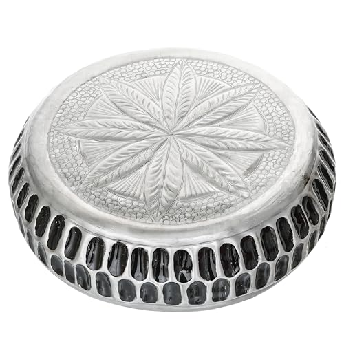 Image of eCraftIndia Black Silver Metal Urli Bowl for Home Decoration Office Tv Unit Kitchen Showpiece for Good Luck | Urli for Floating Candles Flowers for Pooja Room Entryway Living Room Diwali Gift