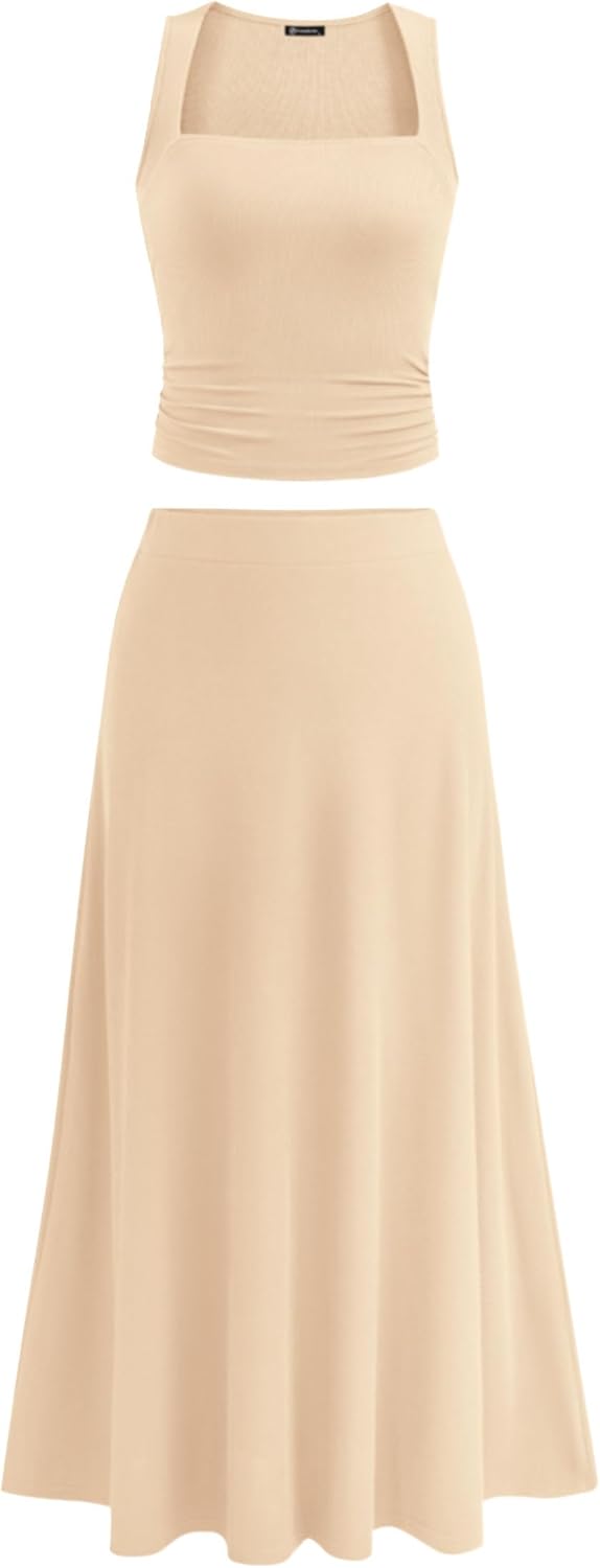 PrettyGarden skirt sets two piece outfits summer casual knit