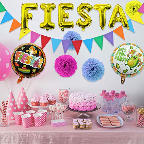 Joyin 27 Pcs Mexican Fiesta Party Decoration Supplies With Cactus Avocado Balloons, Tissue Pom Paper Flowers, Pennants, Garland, Backdrop Banner For Cinco De Mayo Birthday Baby Shower Supplies, Mexican Theme Fiesta Party #TOP5