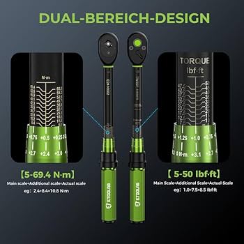 OD361438MLR ✖️5 VANPO 3/8-inch Drive Click Torque Wrench,5-45 Ft-Lb/6.8-61Nm,Dual