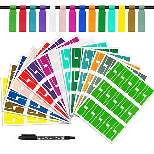 Cable Label Waterproof Tear Resistant Multi-Color Durable with Online Print Tool for Laser Printer 14 Sheets 420 Labels, (14Colors)
