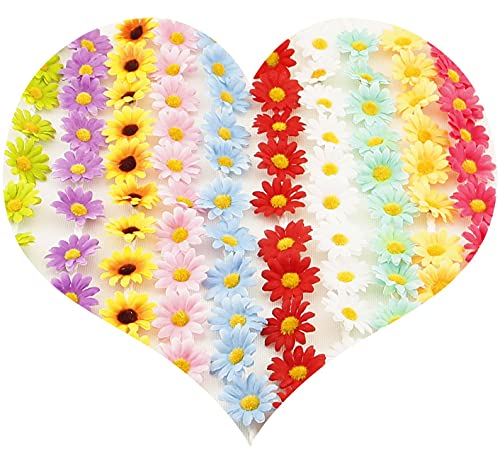 image for HOPEANT 10 PCS Sunflower Headband Multicolor Floral Flower Crown Headp