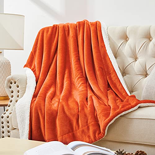 Walensee Sherpa Fleece Blanket (Throw Size 50 Inchx60 Inch Orange) Plush Throw Fuzzy Super Soft Reversible Microfiber Flannel Blankets For Couch thumb #6