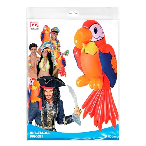 W WIDMANN MILANO Party Fashion 2465P - Aufblasbarer Papagei, Größe circa 60 cm, Dekoration, Mottoparty, Karneval