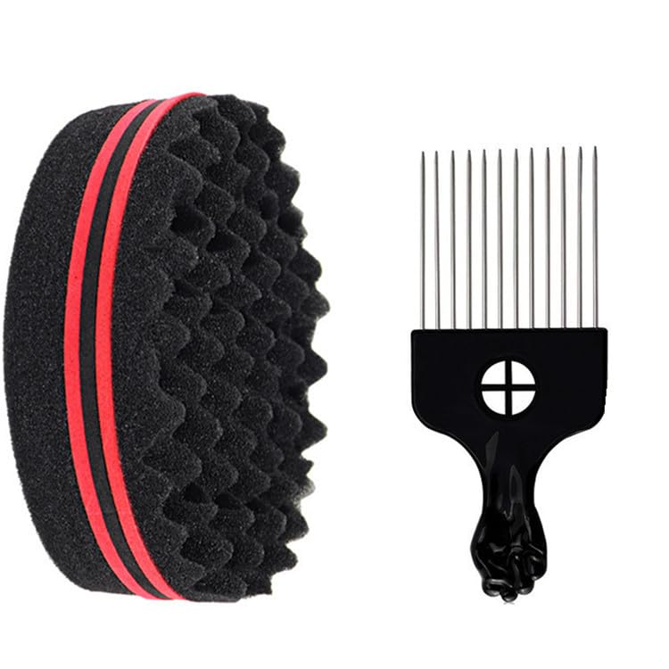 Generic Hair Twist Sponge Set, Twist Hair Sponge Brush Metal Hair Pick Comb Curling Sponge Glove Hair Sponges for Black Men Women image 5