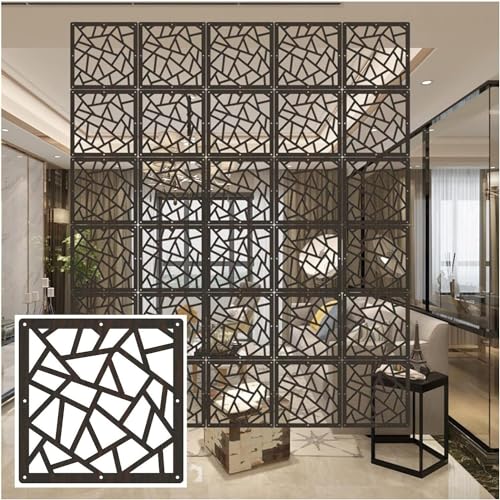 Panel separador de ambientes suspendido de 29 cm, cuadrado, negro, decorativo, diseño de entramado de madera y plástico, moderno tabique colgante para el hogar y la oficina