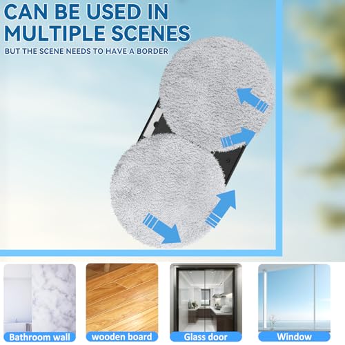 Fensterputzroboter, 5600Pa Fensterroboter Window Cleaning Robot, Intelligente Pfadplanung, mit Fernbedienung und 8 Tüchern, für Fenster innen und außen – Bild 5