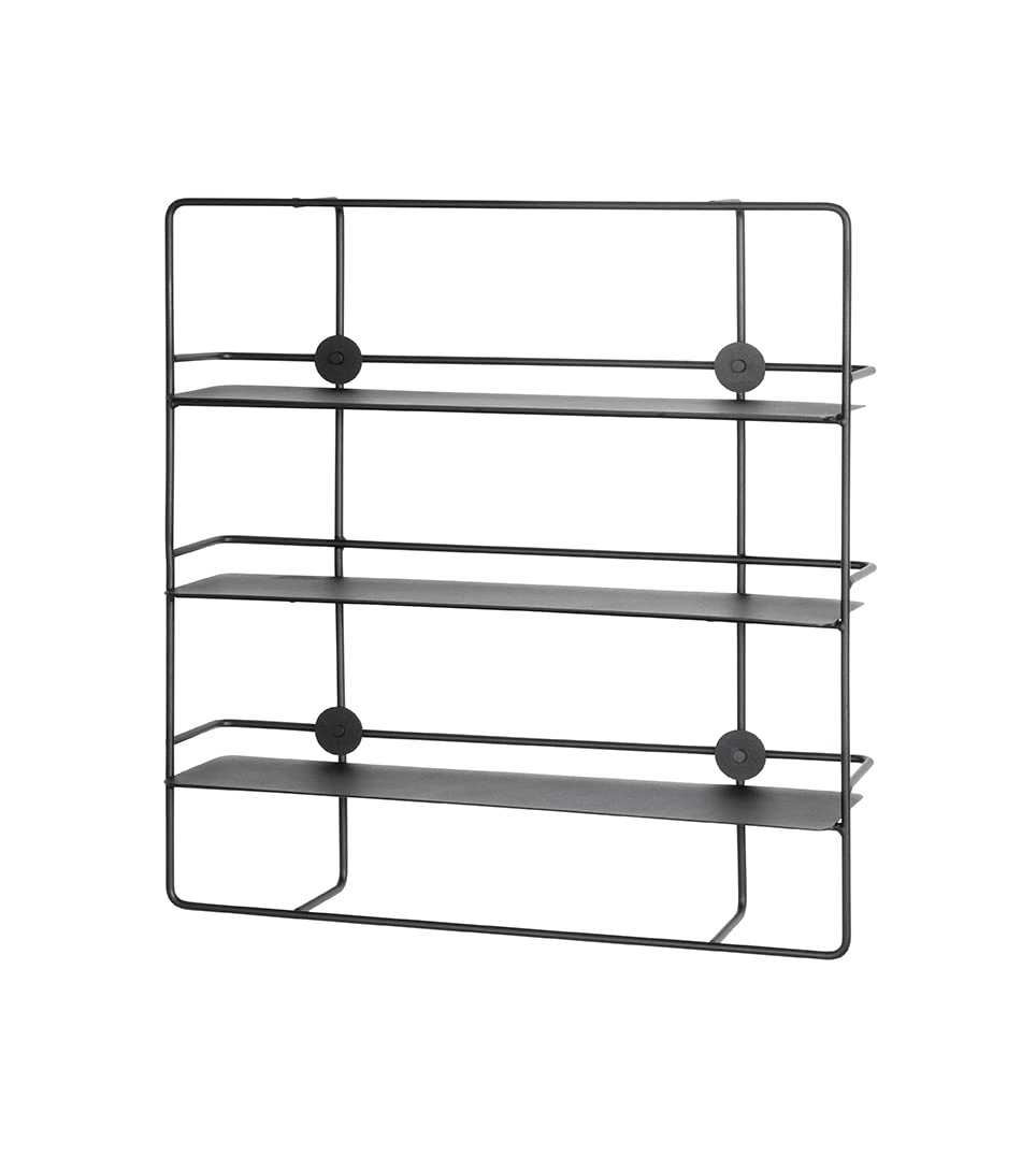 HAKU Wall Rack black, Metal - Dim.: W 53 x H 56 x D 14 cm, Style: Modern