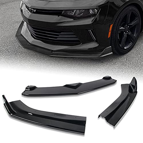 Q1-Tech Front Bumper Lip fit for compatible with 2016-2018 Chevy Camaro, Front Bumper Lip Spoiler Air Chin Body Kit Splitter Painted Glossy Black ABS, 2017 (ZL1-Style)
