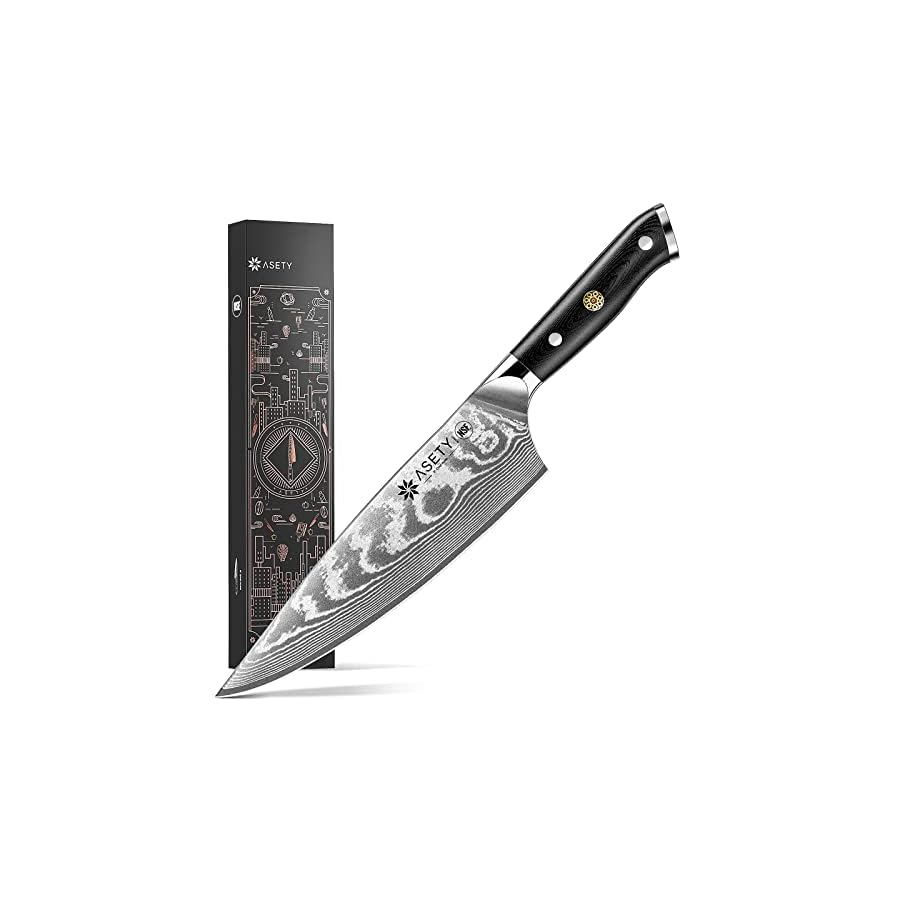 Damascus Chef Knife, 8-inch Razor-Sharp Japanese Chef Knife with VG10 Steel Core