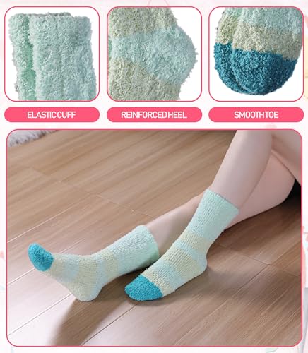 Image of DYW Fuzzy Socks for Women Fluffy Winter Warm Slipper Soft Cozy Home Sleeping Socks 5 Pairs