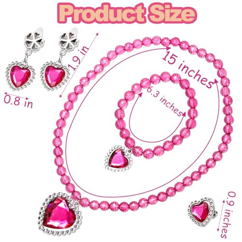 Coloch 7 Sets Dress up Jewelry, Jewelry Princess Pretend Toy with Bracelet, Necklace, Ring and Earrings, Cosplay Jewelry Set for Party2