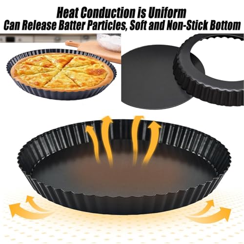 Teglia per quiche da 20,3 cm, antiaderente, profonda, con fondo rimovibile, per torte, quiche, flan, tortiera rotonda scanalata - immagine 5