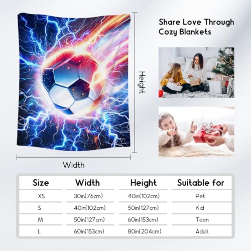 Soccer Blanket for Boys Throw Gifts - 30" x 40" Soft Plush Sport Theme Blankets for Kids