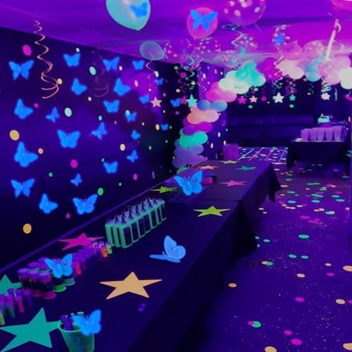 Image of SAOROPEB Glow in The Dark 3D Butterfly 24 Pcs Blue Butterfly Stickers
