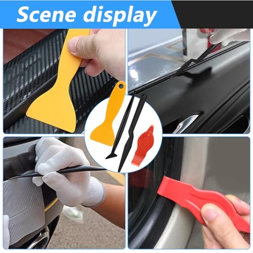 SneiDr 40 Stück Folierungs Werkzeug Set Rakel Set für Tönungsfolie Auto mit Filzrakel Micro Rakel Kunststoffrakel mit Filzkante zur Blasen- und Kratzerfreie Montage für Fensterfolie Autofolierung
