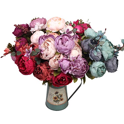 Houda - Bouquet di peonie artificiali, in seta