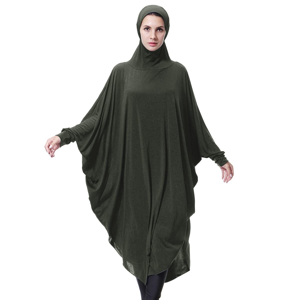 AWIBMKAbayas for Women Muslim Long Hijab Dress Modest Kaftan Loose Full Cover Arabian Hooded Islamic Dubai Ramadan Prayer Outfit