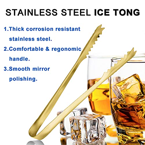 Wafjamf Ice Tongs For Ice Bucket,7 Inch Serving Tongs,Bar Tongs,304 Stainless Steel,-Gold Plated-For Bar Kitchen Restaurant thumb #1
