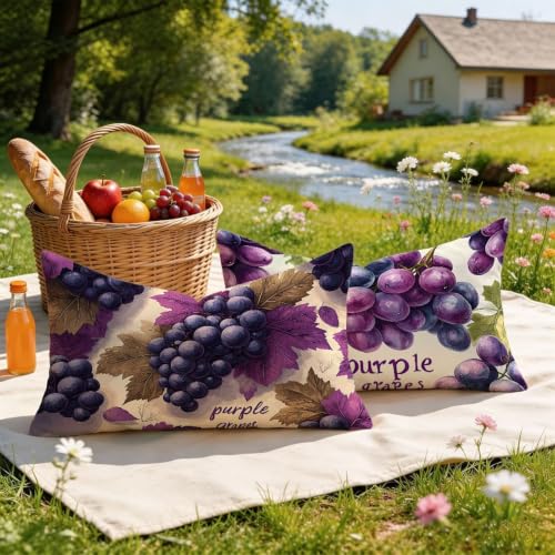 Housse coussin 40x60 cm lot de 2 violet imperméable en lin - 5