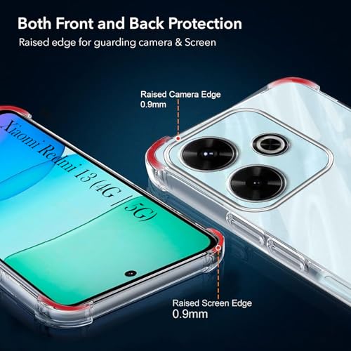 Image of Jkobi Shockproof Crystal-Clear Back Cover for Xiaomi Mi Redmi 13 4G | 5G (Anti Yellow Case | Drop & Camera Protection | Hard Polycarbonate)