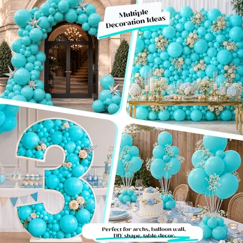 Image of Togvu Teal Balloons, 50Pack 5 Inch Small Mini Turquoise Latex Party Balloons for Tropical Aloha Luau Summer Birthday Graduation Bachelorette Mermaid Pool Ocean Party Decorations Supplies