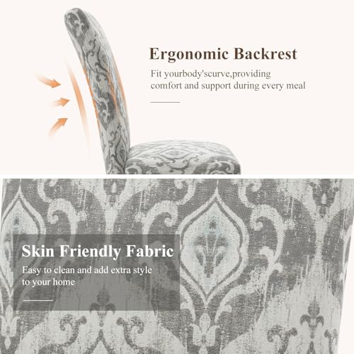 Image of Farmhouse Dining Chairs Set of 6, High Back with Wooden Legs and Nailhead Trim, Modern Fabric Dining Room Chair for Kitchen /Restaurant