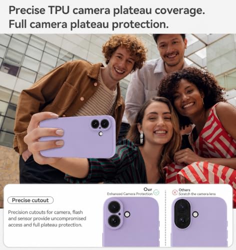 Image of DIZORO Square Microfiber Candy Case Compatible for iPhone 17 Shockproof Slim Back Cover Liquid Silicone Case - Lilac