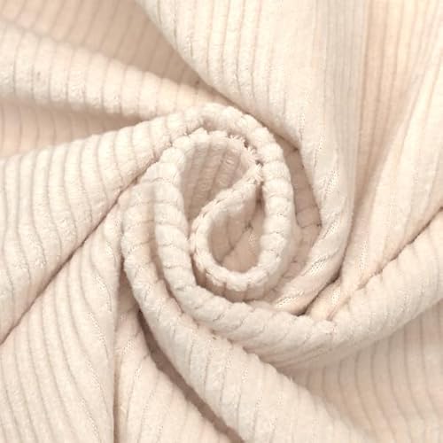 STOFFKONTOR Stretch Breitcord Stoff - Öko-Tex Standard 100 - Meterware, Farbe Creme-Weiss - zum Nähen von Bekleidung, Kissen, Deko uvm.