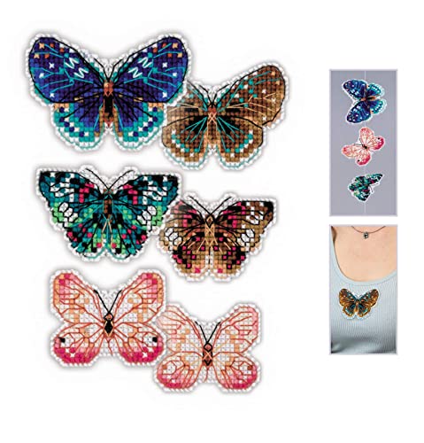 Image of RIOLIS - Soaring Butterflies 1997AC, Cross Stitch Kits 3.15 inchx2 inch, Cross Stitch Kits for Beginners & Advanced, Crossstitching Kits Adult, Counted Stitching Kits, Embroidery Kit