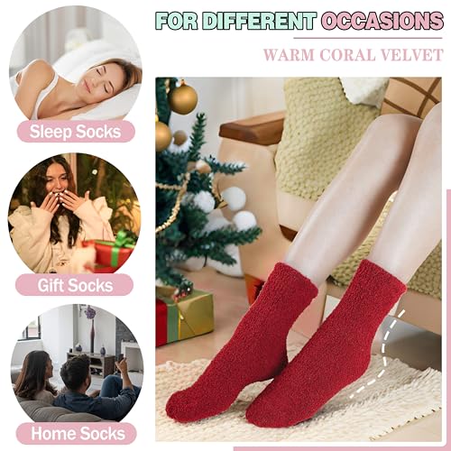 Image of Fuzzy Socks Warm Fluffy Winter Cozy Thick Plush Slipper Sleep Comfy Crew Socks for Women & Men 5 Pairs