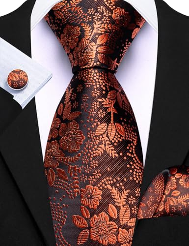 Image of Barry.Wang Designer Mens Tie Sets Collection, Eleagnt Gift Box Tie Clips Handkerchief Cufflink Set