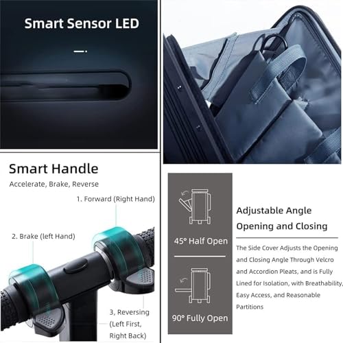 20 Inch Electric Travel Suitcase, Mini Smart Electric Ride-On Luggage, 100Kg Load, for Adults/Teens,Black4