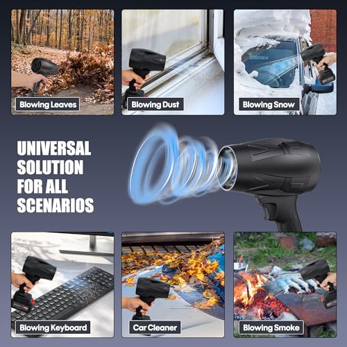 Image of DOZAWA Cordless Leaf Blower 130000 RPM, Lightweight Handheld Turbo Blower with Stepless Speed, 130 MPH, Includes 21V*2 Batteries and Charger, Ideal for Lawn, Patio, Dust, Snow