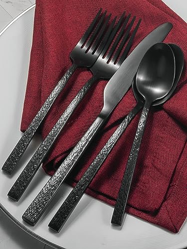 Alata-Ripple-20-Piece-Black-Silverware-Set-Stainless-Steel-Flatware-SetService-for-4Cutlery-SetDishwasher-Safe