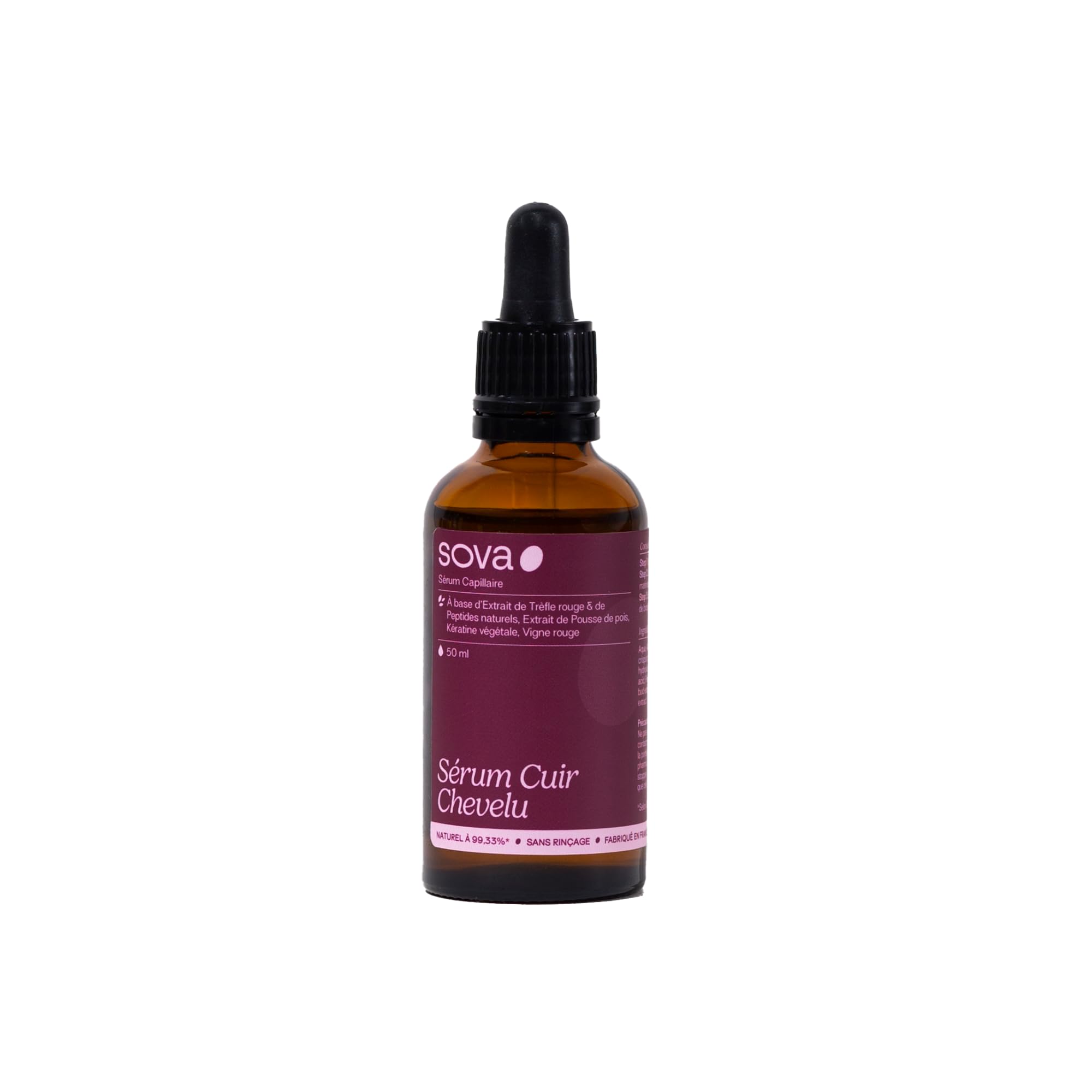 SOVA - Sérum cuir chevelu - Soin Anti-chute de cheveux femme, Stimule la Pousse, Densifiant - 99,3% d’Ingrédients Naturels - Made in France - 50 ml