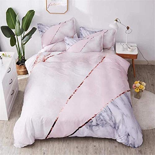 Shamdon Home Collection 3PCS Duvet Cover Ultra Soft Hypoallergenic Microfiber Quilt Cover Set with Zipper Closure, 2 Pillow Cases,Marble Pattern (Double(200x200cm))