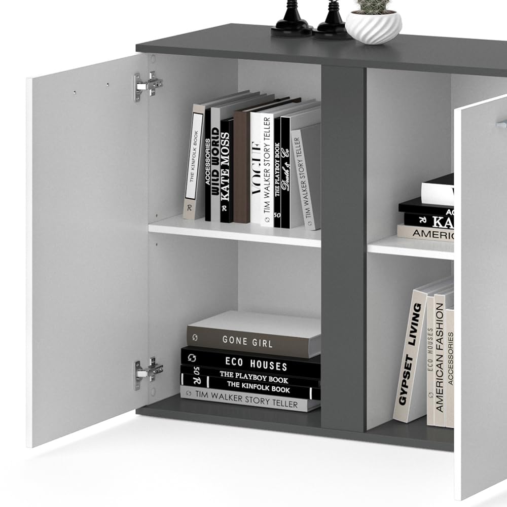 Vicco Kommode Novelli, Anthrazit, 40 x 80 cm mit Türen, geeignet zur Aufbewahrung von Kleidung und Haushaltsgegenständen