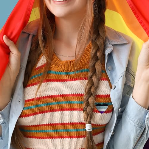 Image of LGBTQ+ Pride Pins - Rainbow Heart Flag Lapel Brooch Pin Badge Progress Pride Bisexual Transgender Nonbinary Lesbian Pansexual LGBTQ Accessories for Jackets Backpacks Hats
