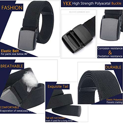 LionVII Elastic Belts for Men - Stretch Canvas No Metal Plastic Buckle for Work Sports - Adjustable Trim to Fit 28-45" Waist4
