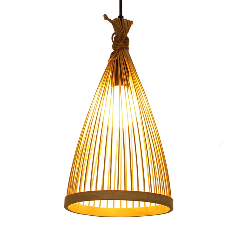 Lámpara Colgante Bambú Redonda Hecha Mano Luces Artesanales Japonesas Bambú Beige Araña Bambú Color Primario Accesorio Iluminación Material Natural Lámpara Colgante Techo Retro Minimalista