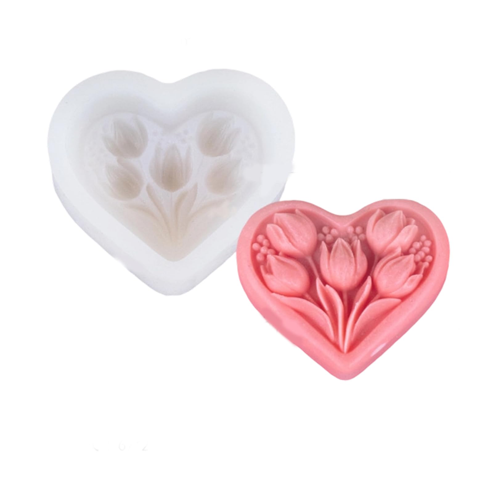 alloneslife Heart Tulips Silicones for Scented Soap Making, Creative Homemade Craft Valentines Creative Homemade Craft Valentines