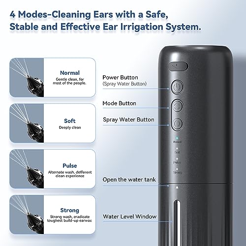 TONEZER Ear Wax Removal Tool Water Powered Ear Cleaner Electric Ear Cleaning Kit with 10 Ear Tips Waterproof Type-C Rechargeable Safe & Effective