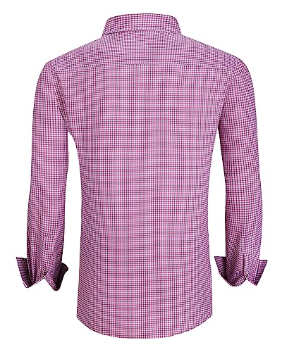 Alex Vando Mens Button Down Shirts Wrinkle Free 4-Way Stretch Print Business Casual Shirt