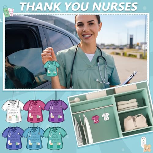 Image of Siifert 48 Pcs Nurse Appreciation Gift Bulk Funny Air Freshener Car Scented Thank You Hanging Decor Gifts for Doctors Practitioner Assistant Staff